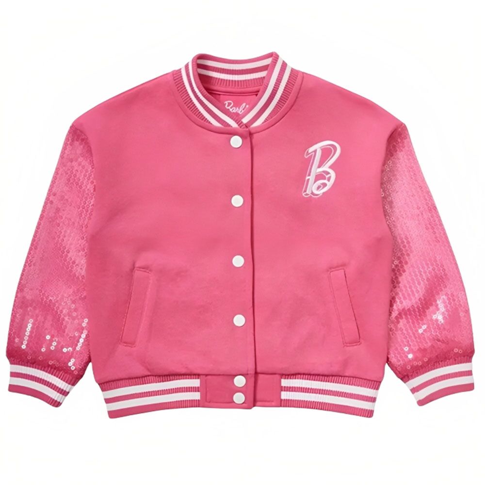 Barbie Pink Varsity Jacket - Famous Jackets Barbie Pink Varsity Jacket