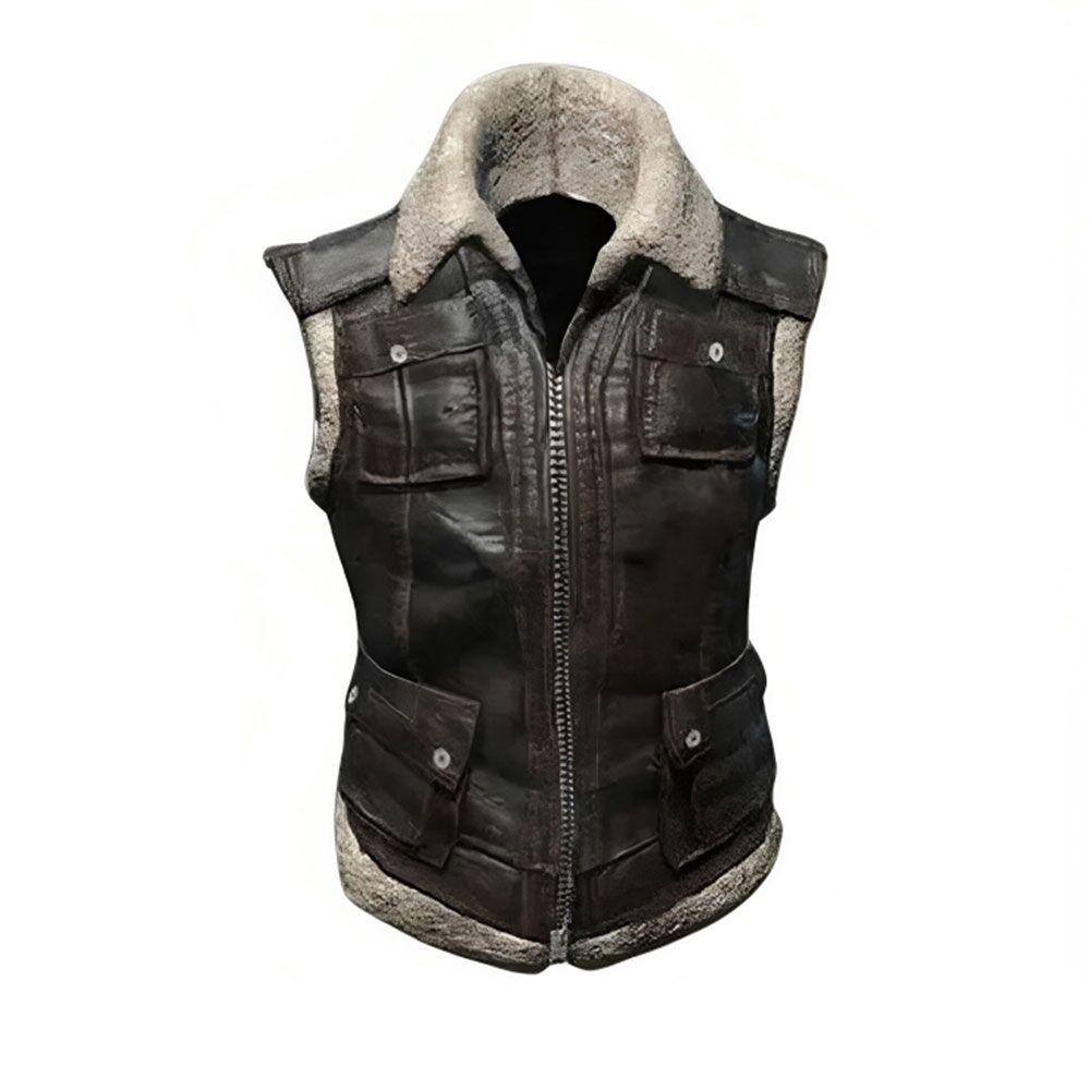 Pubg Biker Shearling Vest - Famous Jackets Pubg Biker Shearling Vest