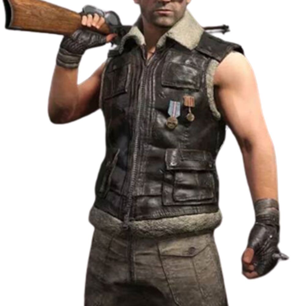 Pubg Biker Shearling Vest2 - Famous Jackets Pubg Biker Shearling Vest2